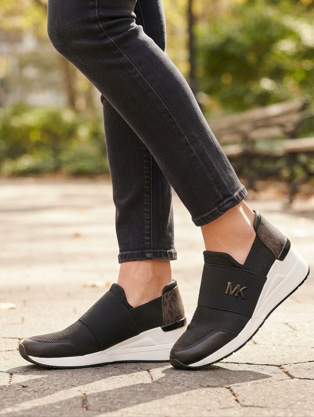 Michael Kors Women's Black Slip-On Sneakers Size 6 M Excellent Condition